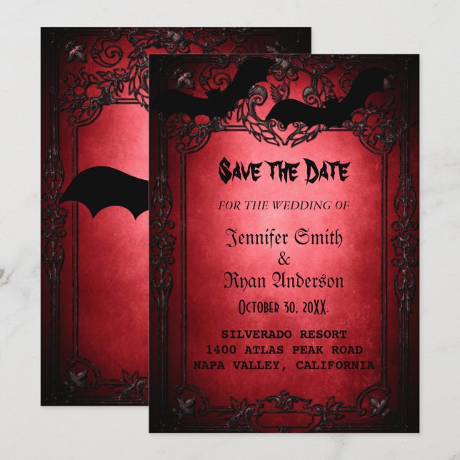 Elegant  Gothic  wedding save the date  Invitation (Front/Back)