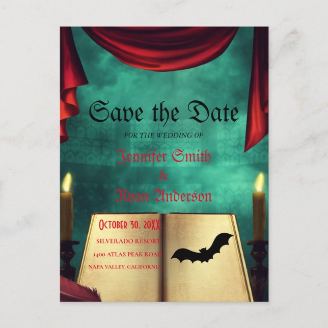 Elegant  Gothic  wedding save the date  Postcard (Front)