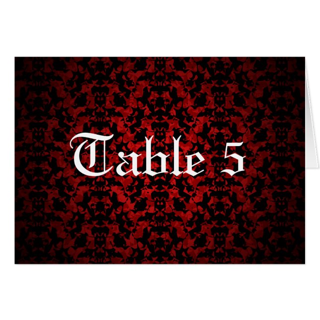 Elegant Gothic wedding table number card (Front Horizontal)