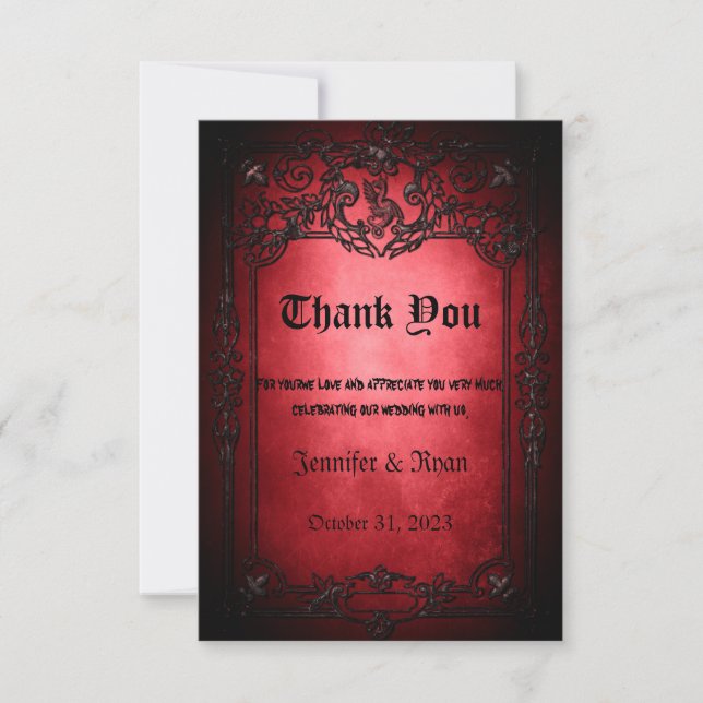 Elegant Gothic wedding Thank You Card (Front)