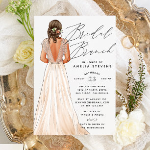 Elegant Gown Bridal Brunch Invitation