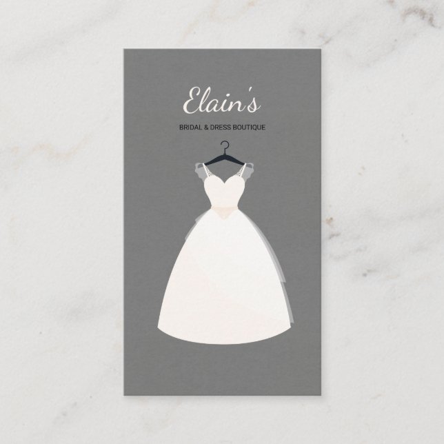 Elegant Gown Bridal Dress Boutique Wedding Planner Business Card (Front)