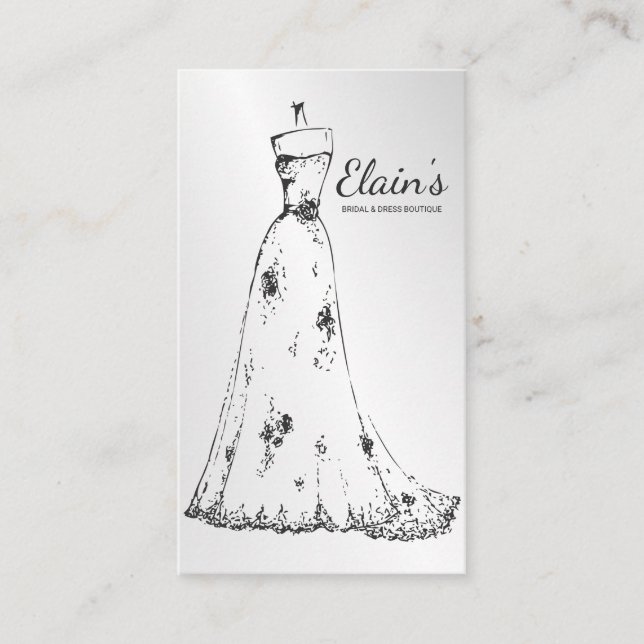 Elegant Gown Bridal Dress Boutique Wedding Planner Business Card (Front)