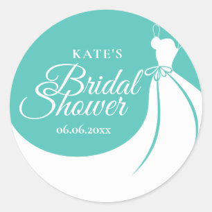 Elegant Gown Bridal Shower Favour Classic Round Sticker