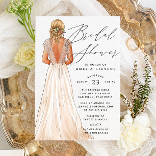Elegant Gown Bridal Shower Invitation