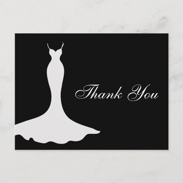Elegant Gown Bridal Shower Thank You Postcard (Front)