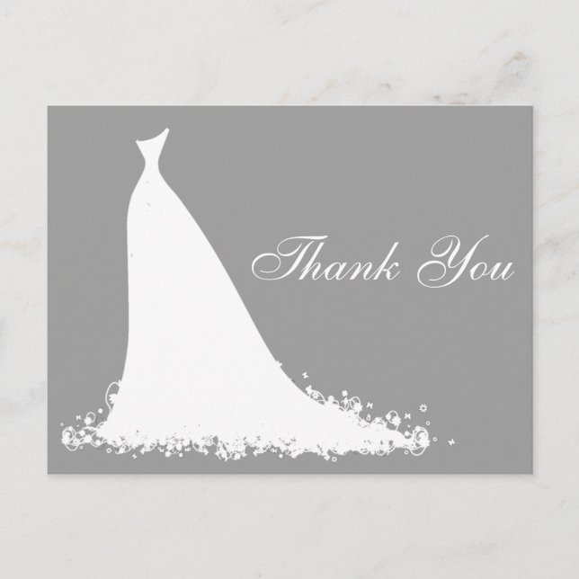 Elegant Gown Bridal Shower Thank You Postcard (Front)