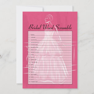 Elegant Gown Bridal Shower Word Scramble Game Card