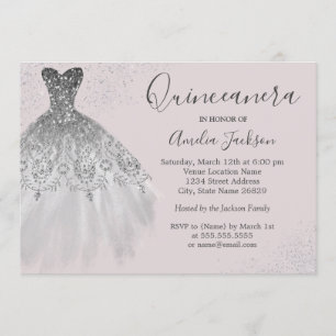 Elegant Gown Dusty Pink Quinceanera Invitation