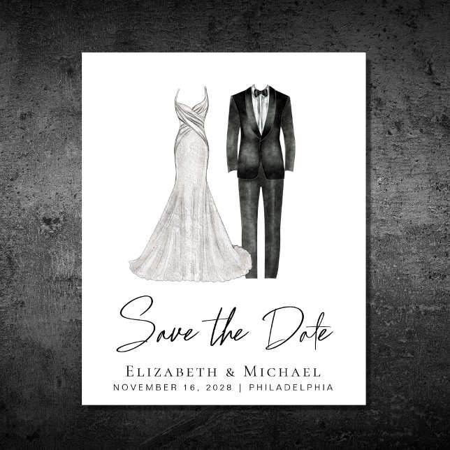 Elegant Gown Tuxedo Budget Save The Date (Creator Uploaded)
