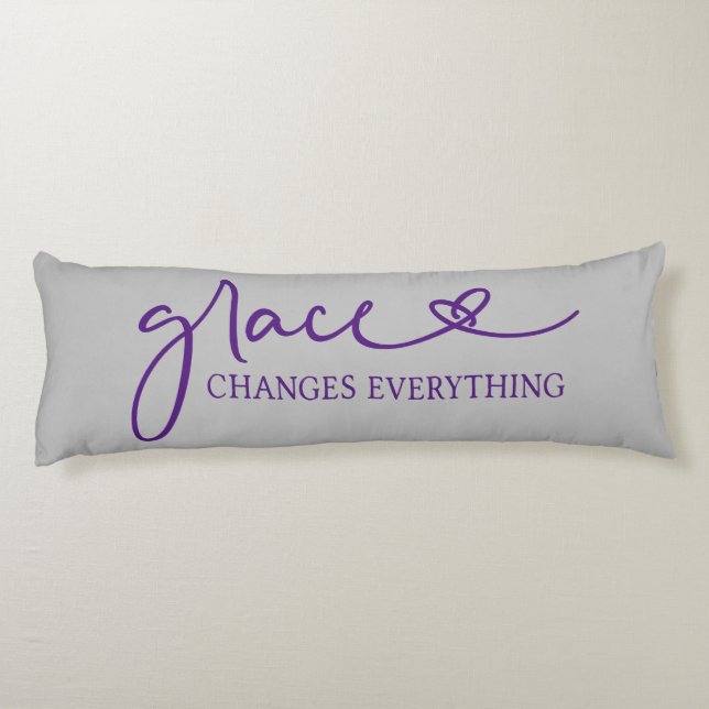 Elegant Grace Changes Everything Quote Purple Grey Body Cushion (Back)