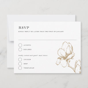 Elegant Graceful Magnolia Bloom Wedding RSVP Card
