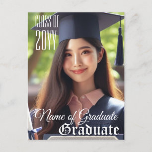 Elegant Grad Name Photo Class Year Graduation Postcard