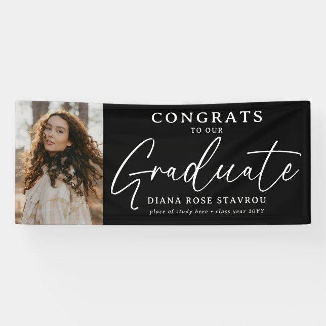 Elegant Grad Photo Congratulations Graduate Banner (Horizontal)