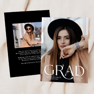 Elegant Grad Photo Graduation Announcement