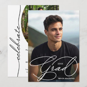 Elegant Grad Script Photo Graduation Invitation
