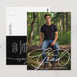 Elegant Grad Script Photo Graduation Postcard