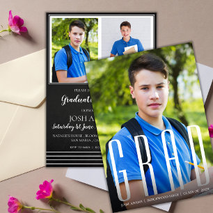 Elegant GRAD Typography  Multi Photo Graduation Invitation
