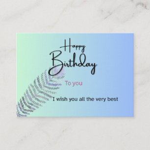 Elegant Gradient Birthday Card with Fern Leaf   Cu