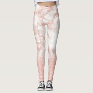 Elegant gradient copper rose gold glitter marble leggings