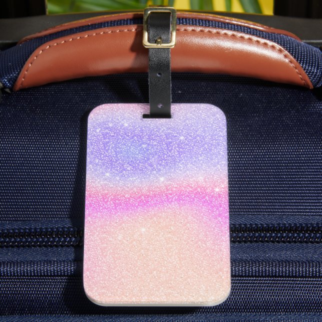 Elegant Gradient Glitter Swirl Holographic  Luggage Tag (Front Insitu 2)