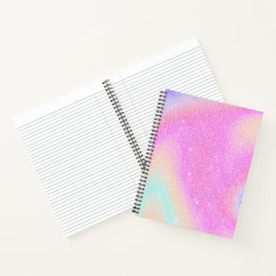 Elegant Gradient Glitter Swirl Holographic Notebook