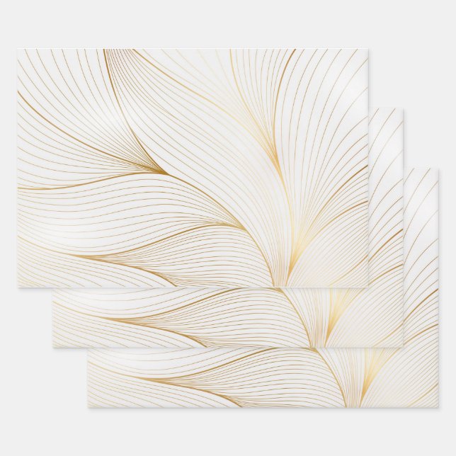 Elegant Gradient golden linear pattern Wrapping Paper Sheet (Set)
