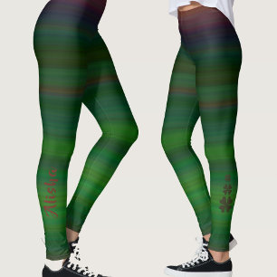 Elegant Gradient Green Shamrock Personalised Name Leggings
