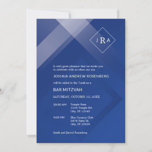 Elegant Gradient Monogram Bar Mitzvah Invitation