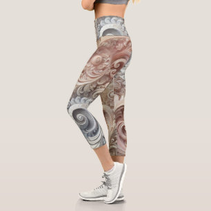 Elegant Gradient Pastel Lace Pattern Capri Leggings