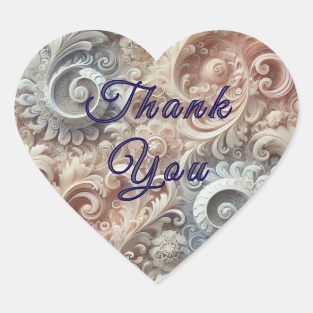 Elegant Gradient Pastel Lace Pattern Heart Sticker (Front)