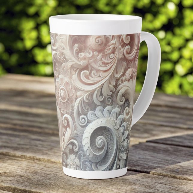 Elegant Gradient Pastel Lace Pattern Latte Mug (Creator Uploaded)