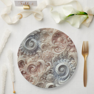 Elegant Gradient Pastel Lace Pattern Paper Plate