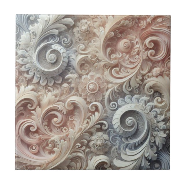 Elegant Gradient Pastel Lace Pattern Tile (Front)