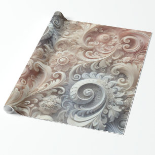 Elegant Gradient Pastel Lace Pattern Wrapping Paper