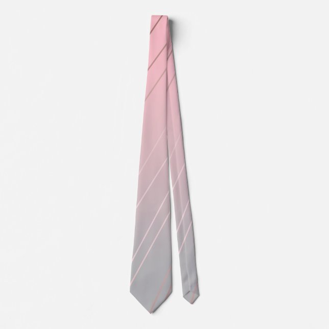 Elegant gradient pink grey pattern rose gold tie (Front)