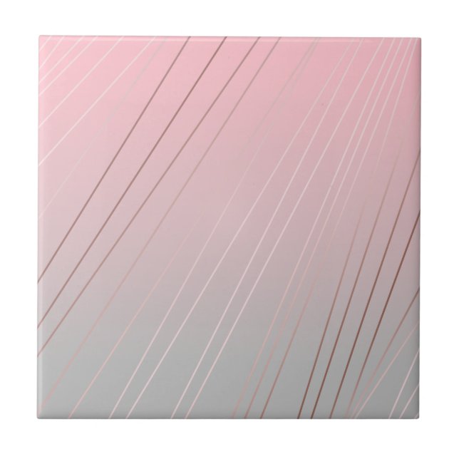 Elegant gradient pink grey pattern rose gold tile (Front)