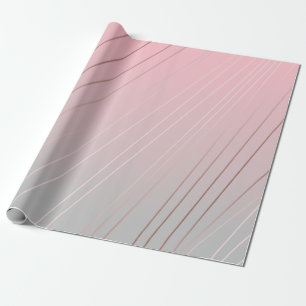 Elegant gradient pink grey pattern rose gold wrapping paper