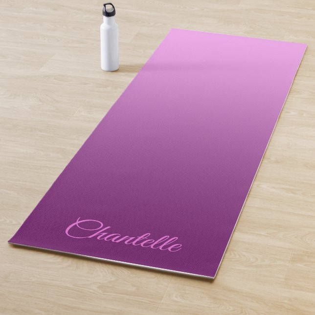 Elegant Gradient Pink with Custom Name Yoga Mat (In Situ)