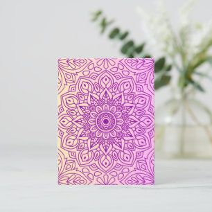 Elegant Gradient Purple Peach Mandala Pattern Postcard