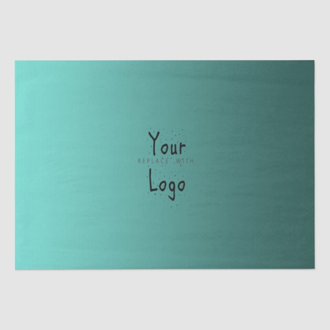 Elegant Gradient Teal Green with Custom Logo Tissue Paper (Front)