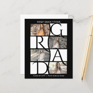 Elegant Graduate 5-Photo Black & White Graduation