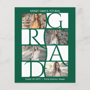 Elegant Graduate 5-Photo Dark Green Graduation