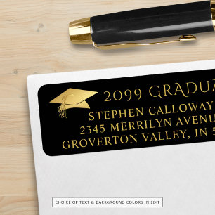Elegant Graduate Black Faux Gold Foil Cap