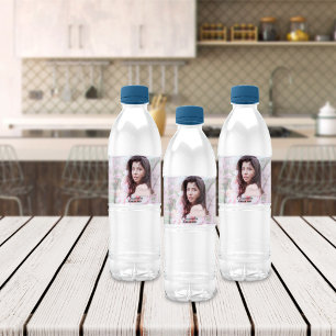 Elegant Graduate Custom Photo Water Bottle Label