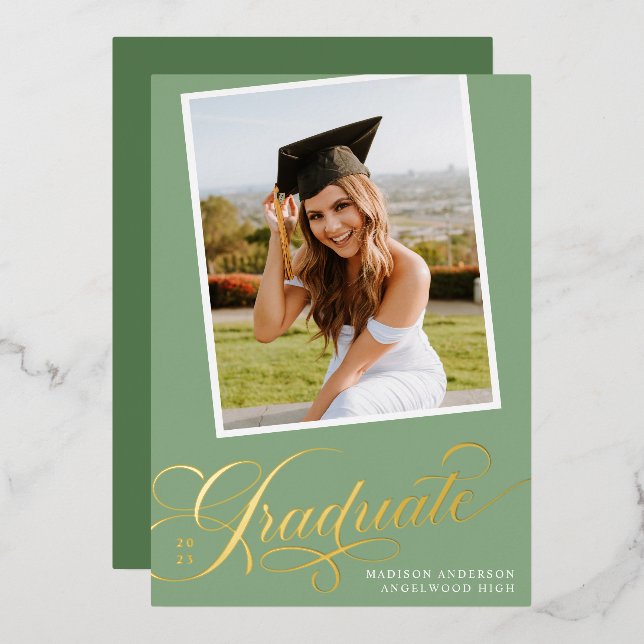 Elegant Graduate | Foil Graduation Announcement (Front/Back)