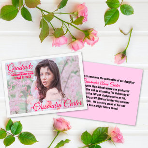 Elegant Graduate Girl Grad Photo Graduation Announcement