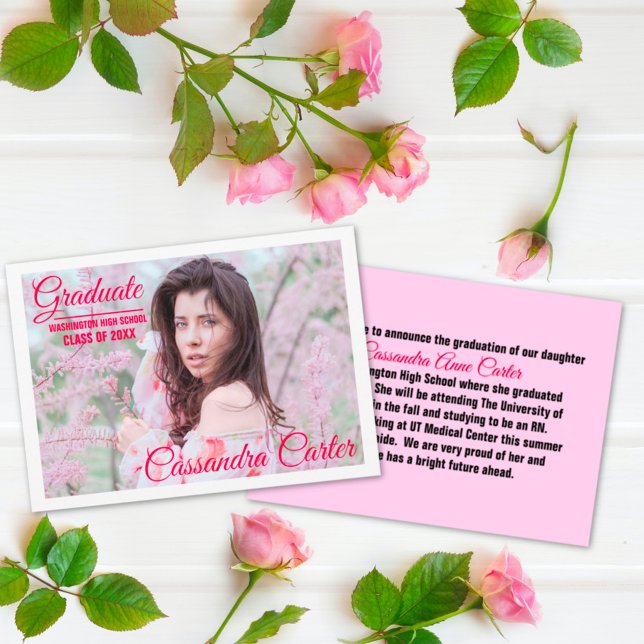 Elegant Graduate Girl Grad Photo Graduation  Announcement (Creator Uploaded)