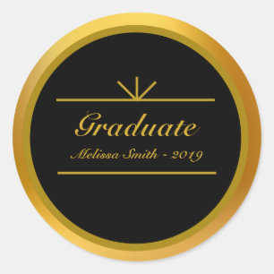 Elegant Graduate Gold & Black Sticker