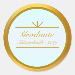 Elegant Graduate Gold & Turquoise Sticker